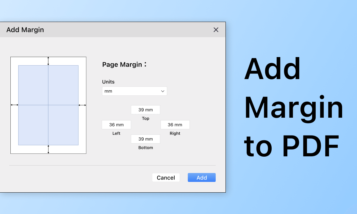 Image of Add Margin to PDF tool interface